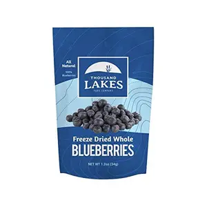 Thousand Lakes Freeze Dried Fruit - Blueberries 1.2 ounces | No Sugar Added | 100% Whole Blueberries