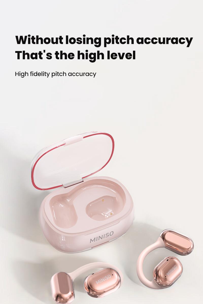 MINISO OWS True Wireless Bluetooth Headphones X39, Open Ear Earphones with MIC Earbuds with Charging Case, HiFi Sound for Sport Headsets,Free Lanyard