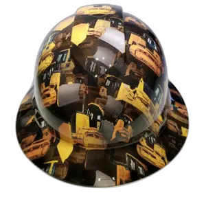 Yellow Bulldozer Equipment Art - Custom Hydro Dipped Full Brim Hard Hat