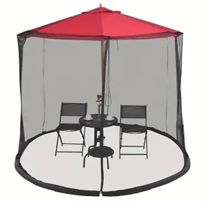 9/10ft Large Outdoor Patio Umbrella Bug Net with & Mosquito Proof Mesh, Adjustable Height & Diameter, Zippered Entrance Door - Heavy-Duty Canopy Cover for, Balcony, Poolside - Easy Setup, All-Weather,Summer Use, Black Color, Lightweight