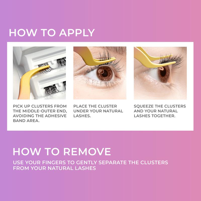 imPRESS Falsies Self Adhesive Eyelashes, 12 Lash Clusters + Applicator - Edgy