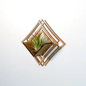 Wall Hanging Planter 5 / Air Plant Holder - Mounted Display Plant Hanger // Handmade Geometric Wood Wall Home Decor Plant Lover Gift Idea