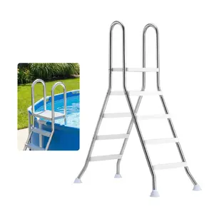 VEVOR Above Ground Pool Ladder, Stainless Steel A-Frame Swimming Pool Stairs for 49.2 in High Wall, 330 lbs Capacity Heavy Duty Entry/Exit Steps with Secure Non-Slip 4 Steps and Platform, Silver