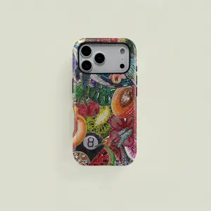 Colorful bohemian-style beaded whale and fruit patchwork protective case, sturdy and durable 2-in-1 case, compatible with iPhone 17/16/15/14/13/12/11 Pro Max/Plus/Pro, and Samsung Galaxy S25/S24/S23 Ultra series, simple and stylish phone case.