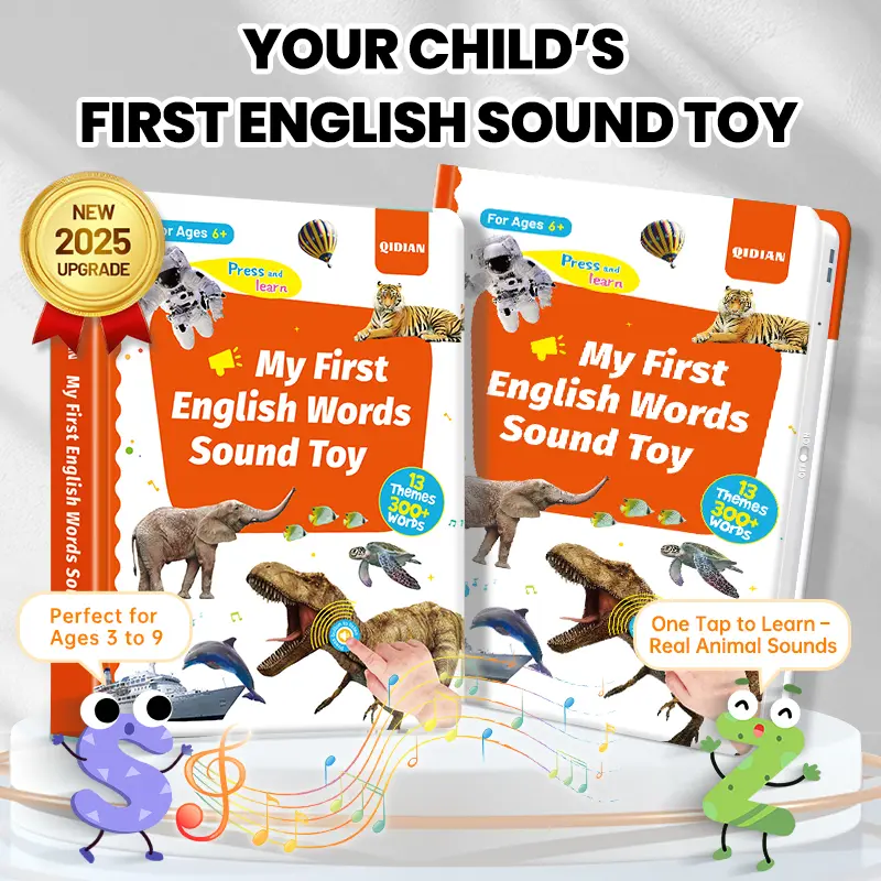 Talking Sound Learning Toy for Toddlers 300+ Words 13 Educational Themes 6 Interactive Songs Independent Play Grandparent Approved Bilingual Instruction Cards Vocabulary Flashcards