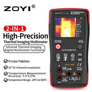 ZT-R01 2-in-1 Thermal Imaging Multimeter, Professional Digital Multimeter with IR Camera, 32x32 Resolution, -20℃-550℃ Temperature Range, True RMS Auto-Ranging DMM for HVAC Electrical Testing Car Voltage Tester