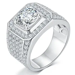 Moissanite Diamond Ring With Bezel Setting, Men'S Closed Circular Design, Light Luxury And Versatile