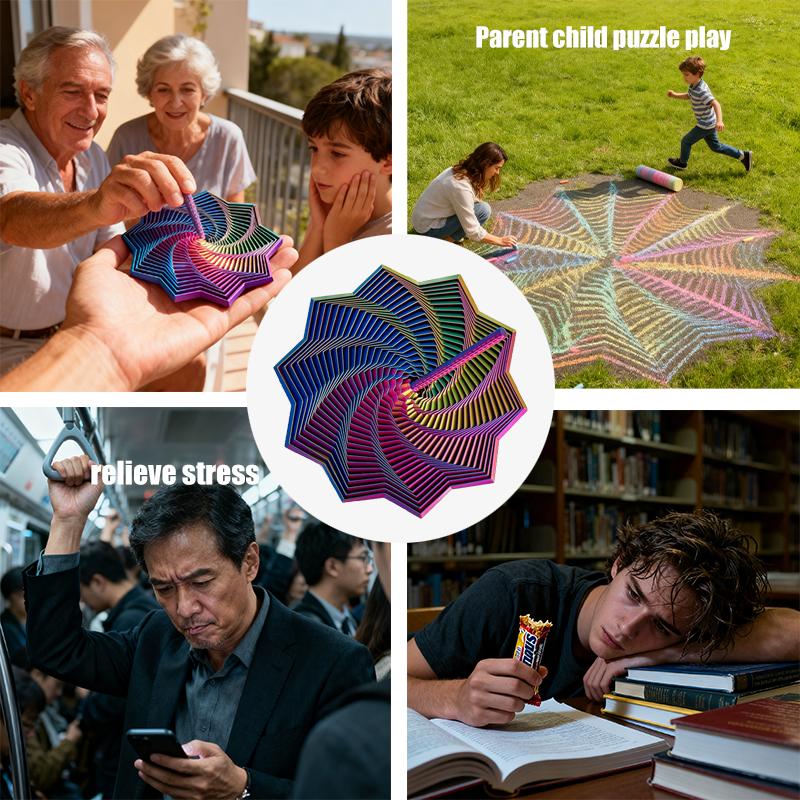 Colorful Geometric Vortex 3D Printed Toy: Multi-layered Star-shaped Structure with Gradient Color Visual Feast, Creative Stress-relief Plaything & Desktop Art Ornament, A Novelty with Distinct Niche Design Sense