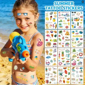 Summer Tattoo Stickers Cartoon Beach Pool Party High-End DIY Tattoos, Instant Summer Style, Perfect for Parties & Events