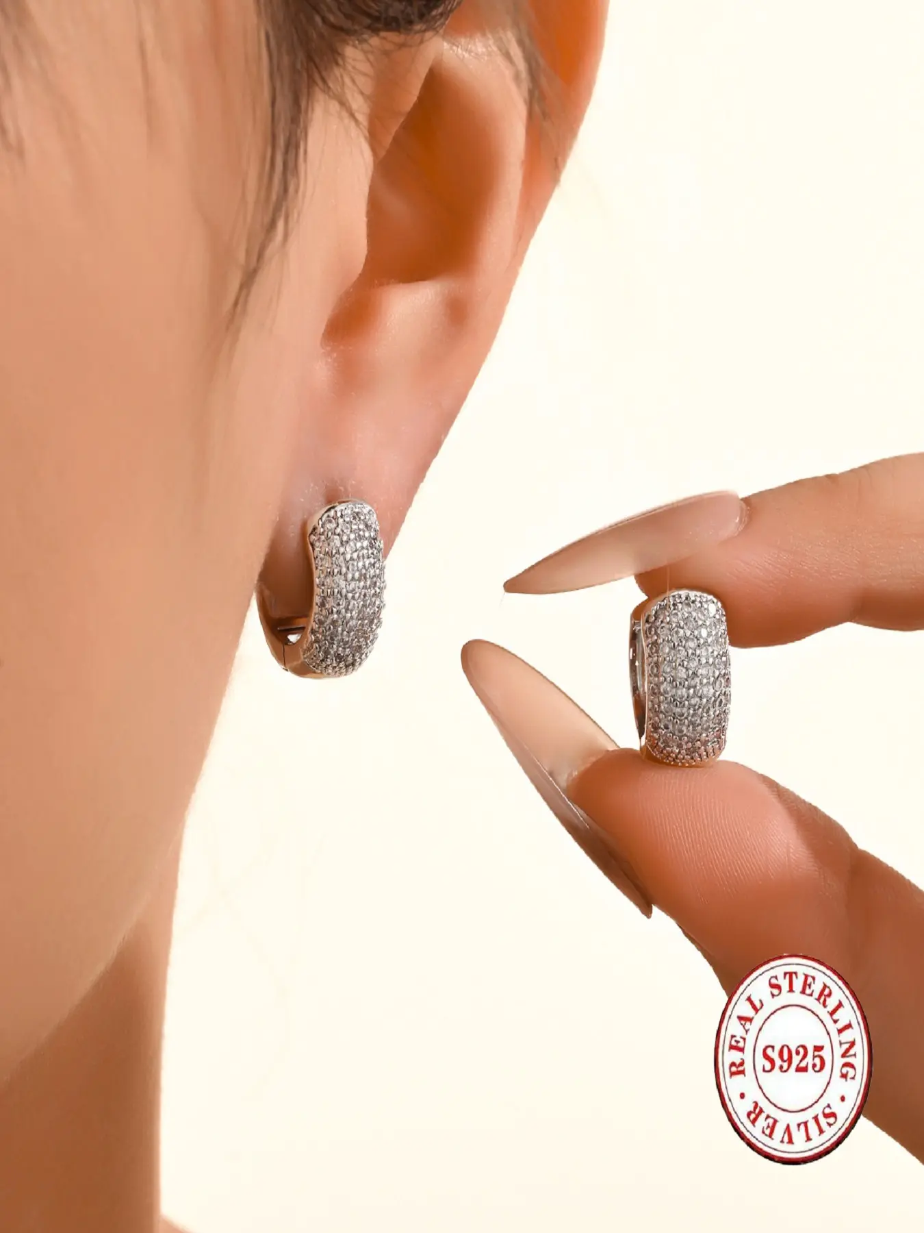S925 Sterling Silver Full Diamond Round Hoop Earrings for Men and Women - Sparkling Zircon Small Hoops, Hoop Shape Earrings, Artificial Zircon Earrings, Fashion Jewelry, High Quality Earrings, Versatile Earrings, Statement Earrings, Valentine's Day Gift