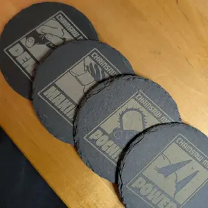 Chainsaw Man Slate Coasters - Set of 4, Featuring Characters and Designs, Ideal for Drinkware Protection