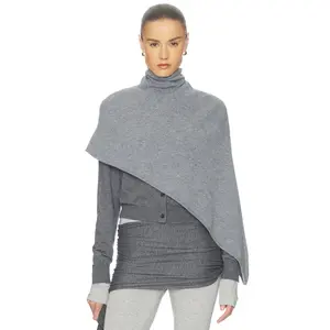Helsa Loxley Asymmetric Cape in Heather Grey