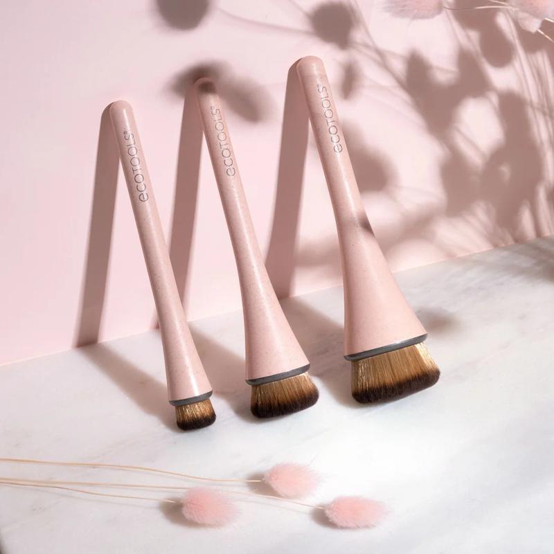 EcoTools 360 Ultimate Blend Makeup Brush Kit for Cream Liquid & Powder Foundation Blush & Bronzer Vegan Cruelty-Free 3 Piece Set for Flawless Application