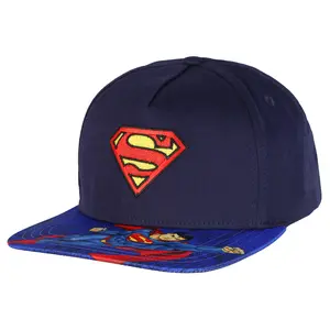 DC Comics Superman Boys' Flat-Brim Hat Sublimated Snapback Adjustable OSFM Kids Baseball Cap