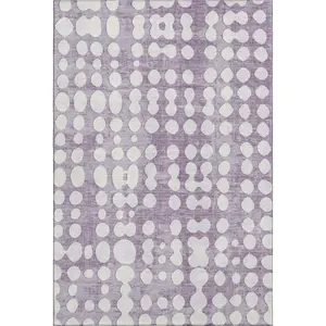 HomeRoots 669138 10x14 ft. Purple & Ivory Polka Dot Machine-Made Rectangle Area Rug with UV Protection, Machine-Washable Area Rugs