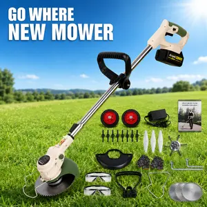 Cordless Lithium-Ion Battery Lawn Mower - Portable Garden Lawn Trimmer with 3 Interchangeable Blades