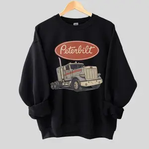 Vintage Peterbilt Style Semi-Trailer Truck Hoodie, Diesel Truck Driver Unisex Hoodie, Truck Driver Gift, Long-Haul Road Clothing, Christmas Gift, Holiday Gift, Fashionable and Comfortable Gift christmas sweatshirts