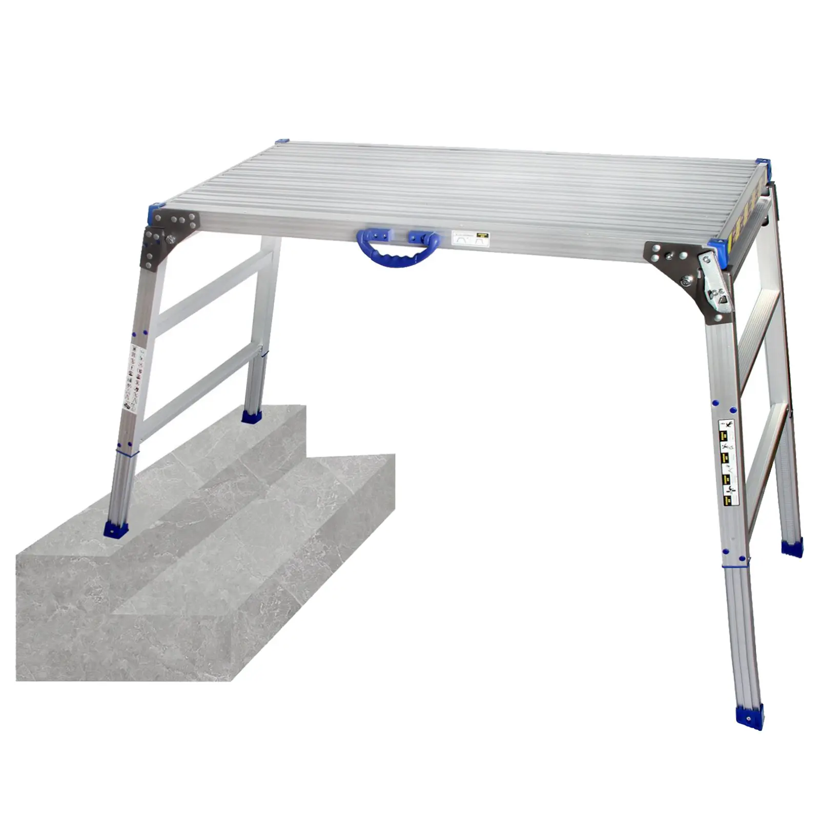 LEADALLWAY Adjustable Work Platform 47"x20"  Ultra-Wide Portable Folding Aluminum Work Platform 330 Lbs Capacity 50 Gear Adjustable Height 27.5- 37 in, Decorating, Cleaning, 27.5-37 Inches