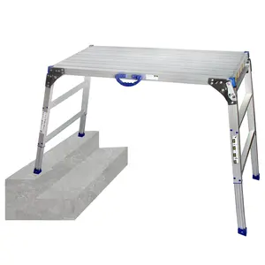 LEADALLWAY Adjustable Work Platform 47"x20"  Ultra-Wide Portable Folding Aluminum Work Platform 330 Lbs Capacity 50 Gear Adjustable Height 27.5- 37 in