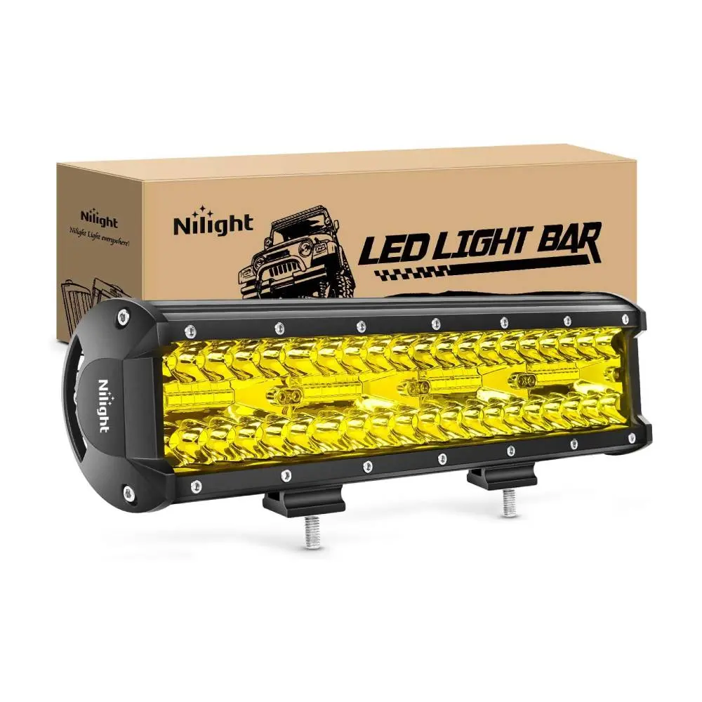 Nilight 12-Inch 240W Amber Work Light Bar - Triple Row Spot & Flood Combo, 30000LM Driving Light for Trucks, Off-Road Vehicles, Light Bars Lightbar