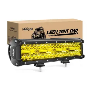 Nilight 12-Inch 240W Amber Work Light Bar - Triple Row Spot & Flood Combo, 30000LM Driving Light for Trucks, Off-Road Vehicles, Light Bars