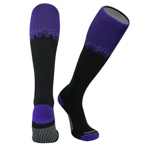 Mk socks Pixel Cityscape Baseball, Football, Soccer Knee High Sports Socks - Black Grey Purple