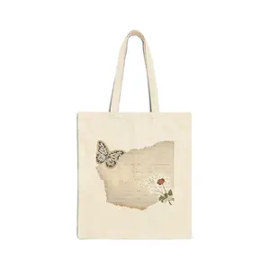 Vintage Butterfly Canvas Tote Bag - Eco-Friendly Shopping, Market, Beach, Gift, Summer Vibes, Cute Bag for Nature Lovers