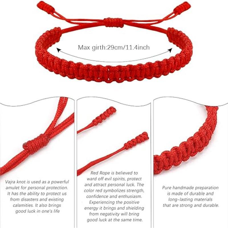 Handmade Bracelet Protection Gifts : Braided Red String Adjustable Amulet