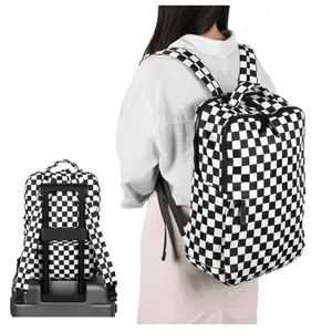 Spacious Checkered Backpack For Girls Women Man Nylon Waterproof Backpack 14 Inch College Luggage Strap Travel Work Business Daypack School Backpack For Teen Girls BOY Bookbags Elementary High School Corduroy Laptop Bags casual commuter handbag shopping