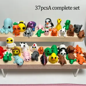 37-Piece Mini 3D Printed Animal Toy Set, Car Interior Decor, Realistic Pose Characters, Vibrant Colors, Pla Material, Holiday Gift