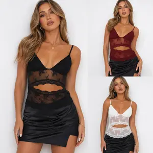 Trendy basic Beautiful Summer  Women Lace Camisoles Plunge Neckline Sleeveless Backless Tank Tops Summer Slim Fit Vests Tops Streetwear Outdoorfun