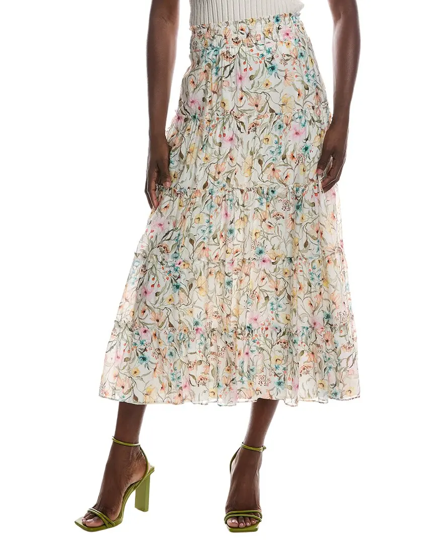 Vince Camuto Tiered Smocked Waist Midi Skirt