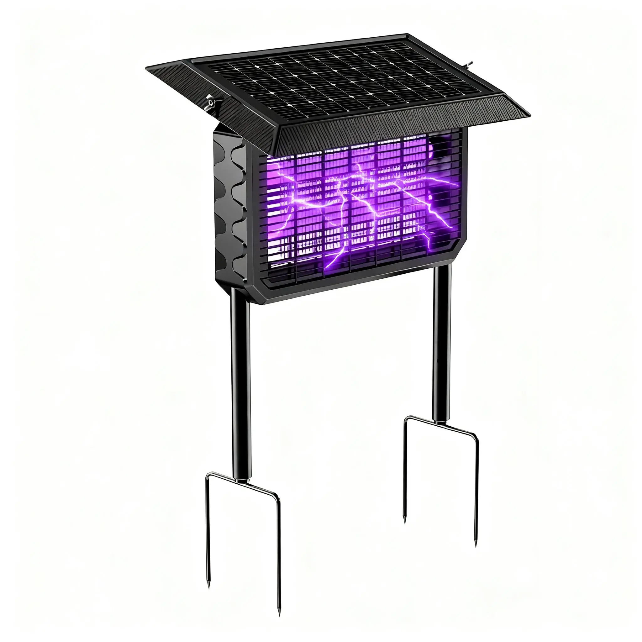 Solar Bug Zapper Outdoor - UV Moth Gnat Fly Killer Lamp with Garden Stake, 8000mAh Battery, Smart Light Sensor, IPX5 Waterproof, Versatile Solar-Powered Insect-Control Device for Patio, Camping, Fishing