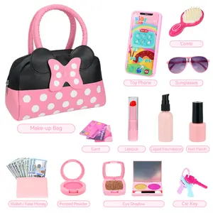 Minnie Mouse Toddler Play House Purse | Princess Makeup Accessories & Pretend Handbag | Eco-Friendly & Odorless, Safe ABS for Girls 3+ | Perfect Birthday Gift