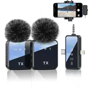 2-Pack Wireless Lavalier Microphone for iPhone, Android, and Cameras - Up to 328ft Range, 18-Hour Battery, Mini Mic for Recording Interviews, Vlogs, YouTube Videos, Ideal for Holiday Gifting and Winter Projects