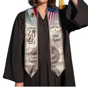 [HOT] Custom Mexican Graduation SASH, Mexican Graduation Sash 2026, Mexico Pattern Stole, Custom Name & School Sash Senior Graduation