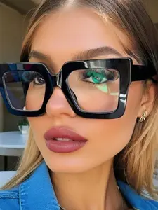 Unisex Cute Large Square Frame Blue Light Blocking Sunglasses, Fashion Casual Daily Use Colored Lenses, Outdoor Activity Stylish Accessory