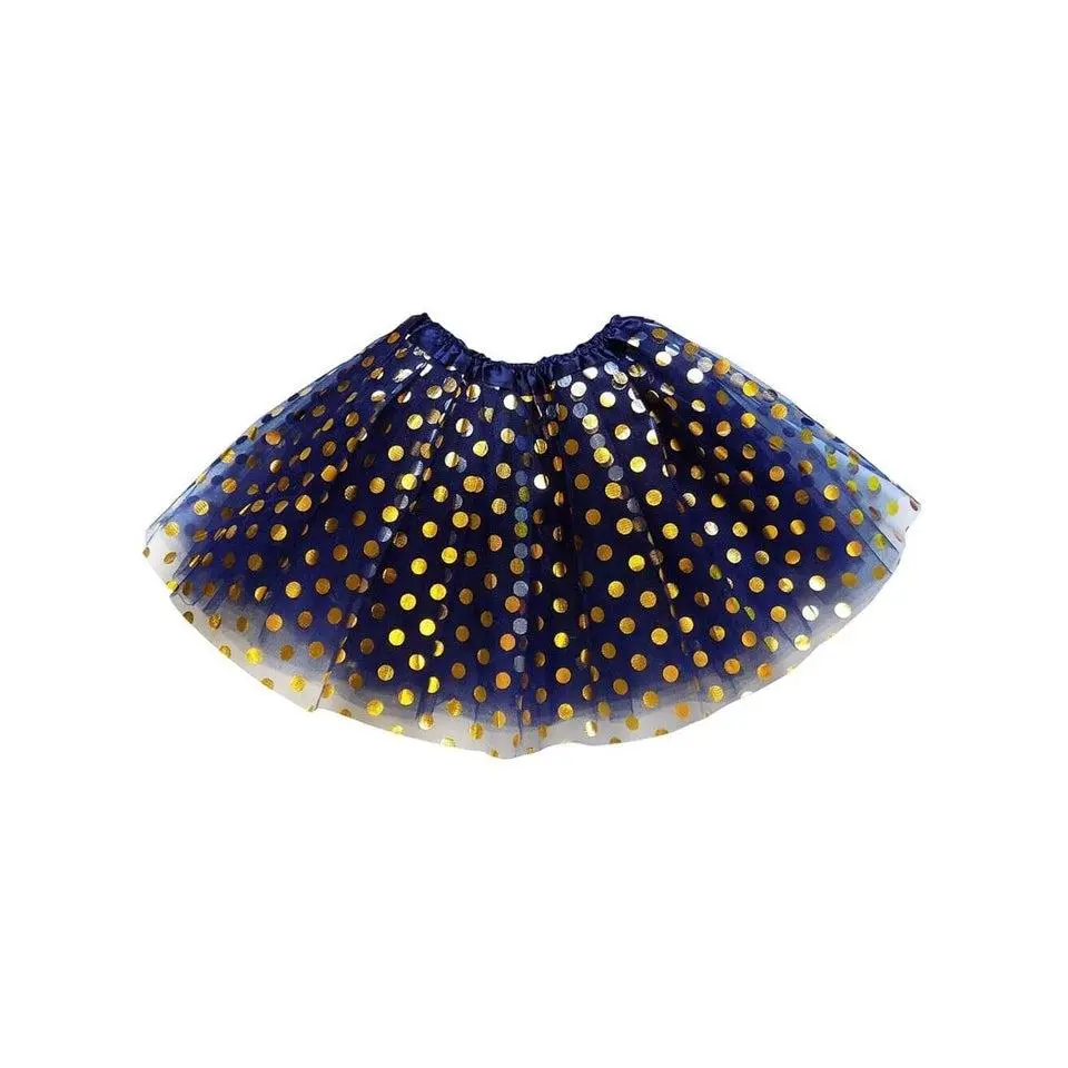 Navy Blue & Gold Polka Dot Tutu Skirt – Costume Tulle Skirt for Girls, Women & Plus Sizes