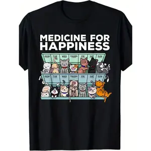 Mens Pure Cotton Short-Sleeve Round Neck Streetwear Top - Cottagecore Goth Kawaii Anime Cat Design, DIY-Friendly, Soft Breathable Menswear, Casual Sports Wear, Halloween Gift