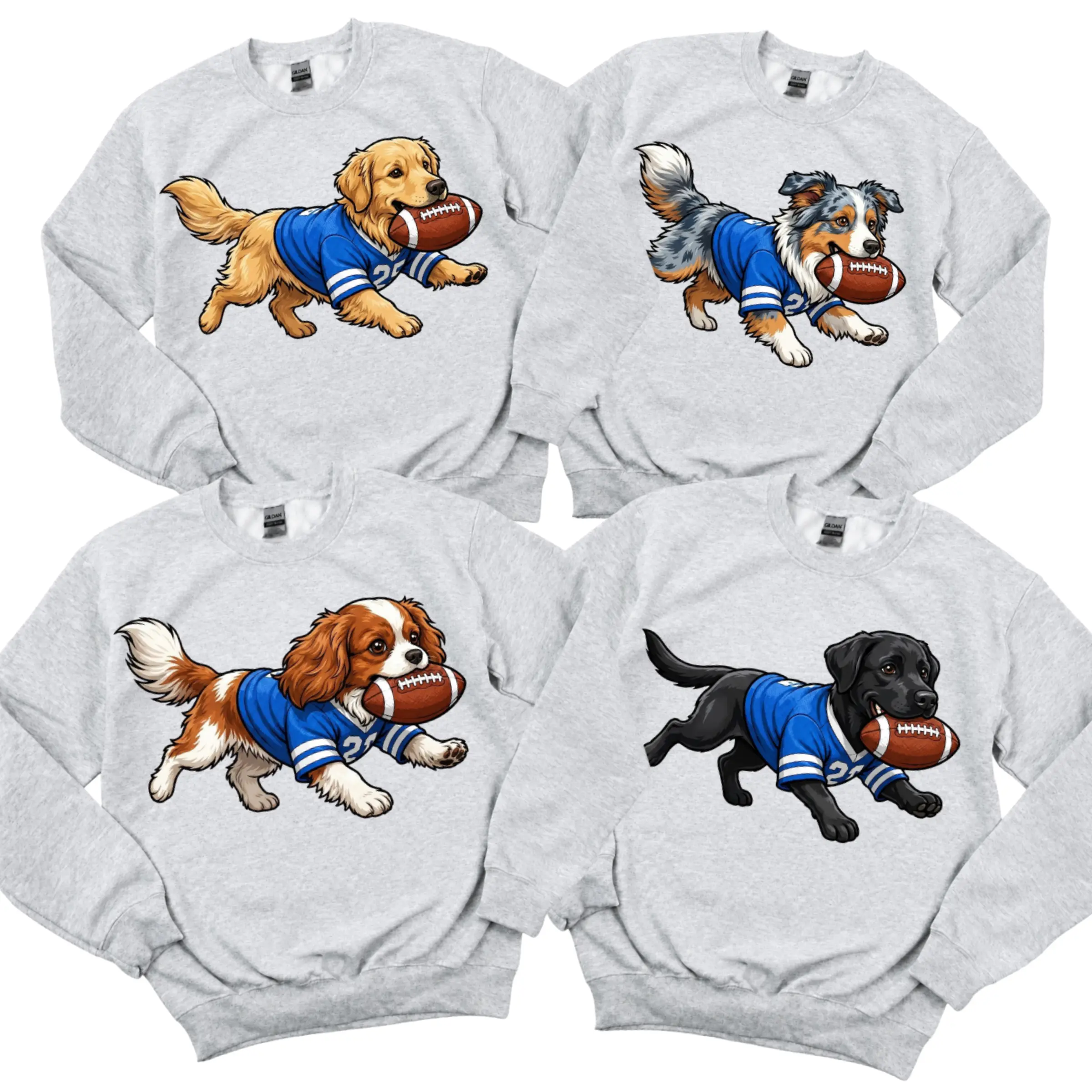 Vintage Football Dog Ash Grey Sweatshirt, Custom 50+ Dog Breeds Pullover, Running Football Dog Sweatshirt, Game Day Dog Lover Crewneck, Retro Sports Unisex Sweatshirt - AG