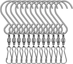 Swivel Clip  Hooks Stainless Steel for  Wind Spinners Wind Chimes  Twisters Party -12 Pack (Swivel Hooks)