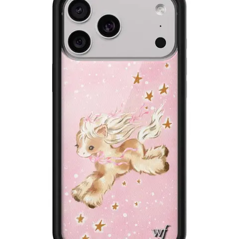 Wildflower Cases Limited Edition Pony Dreams Custom Smartphone Case - Pink Background with White Stars & Brown-Tan Pony, Raised Shockproof Black Rubber Bumper, Durable Protection Cover for Cellphone Devices, Women's Owned Small Business Gift Accessory