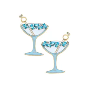 Something Blue Rhinestone Martini Earrings
