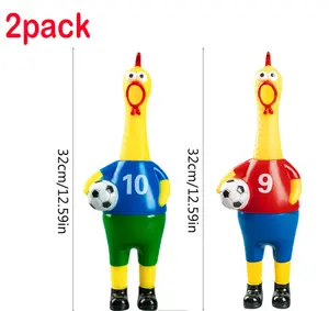 Funny Squeaky Rubber Chicken Toy - Interactive Novelty Prank Prop & Noisemaker for Football Parties, Tailgates and Game Day Fun, Hilarious Gag Gift for Kids and Adults, Blue & Red