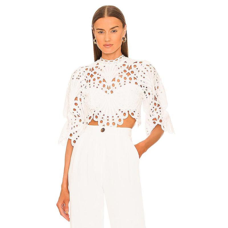 Michael Costello x REVOLVE Jovani Crop Top in White