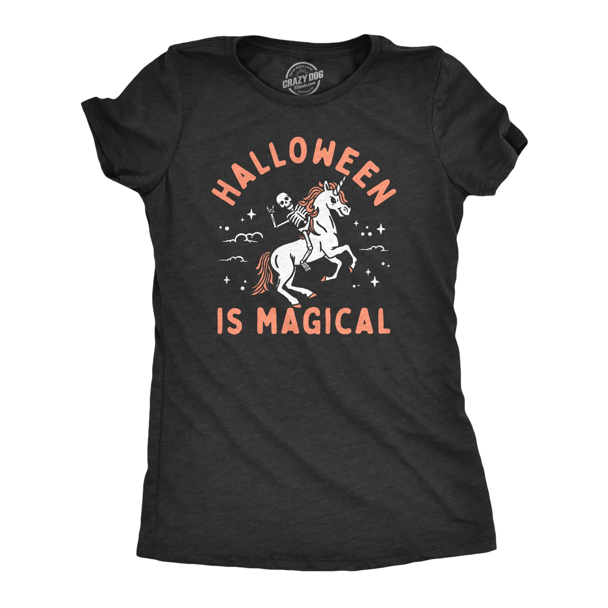 Womens Halloween Is Magical T Shirt Funny Spooky Season Fantasy Lovers Tee for Ladies Funny Womens T Shirts Cute Vintage Fashion Casual Ladies T-Shirt Gift Halloween Costume Tops for Women Funny Sarcastic Top Black -