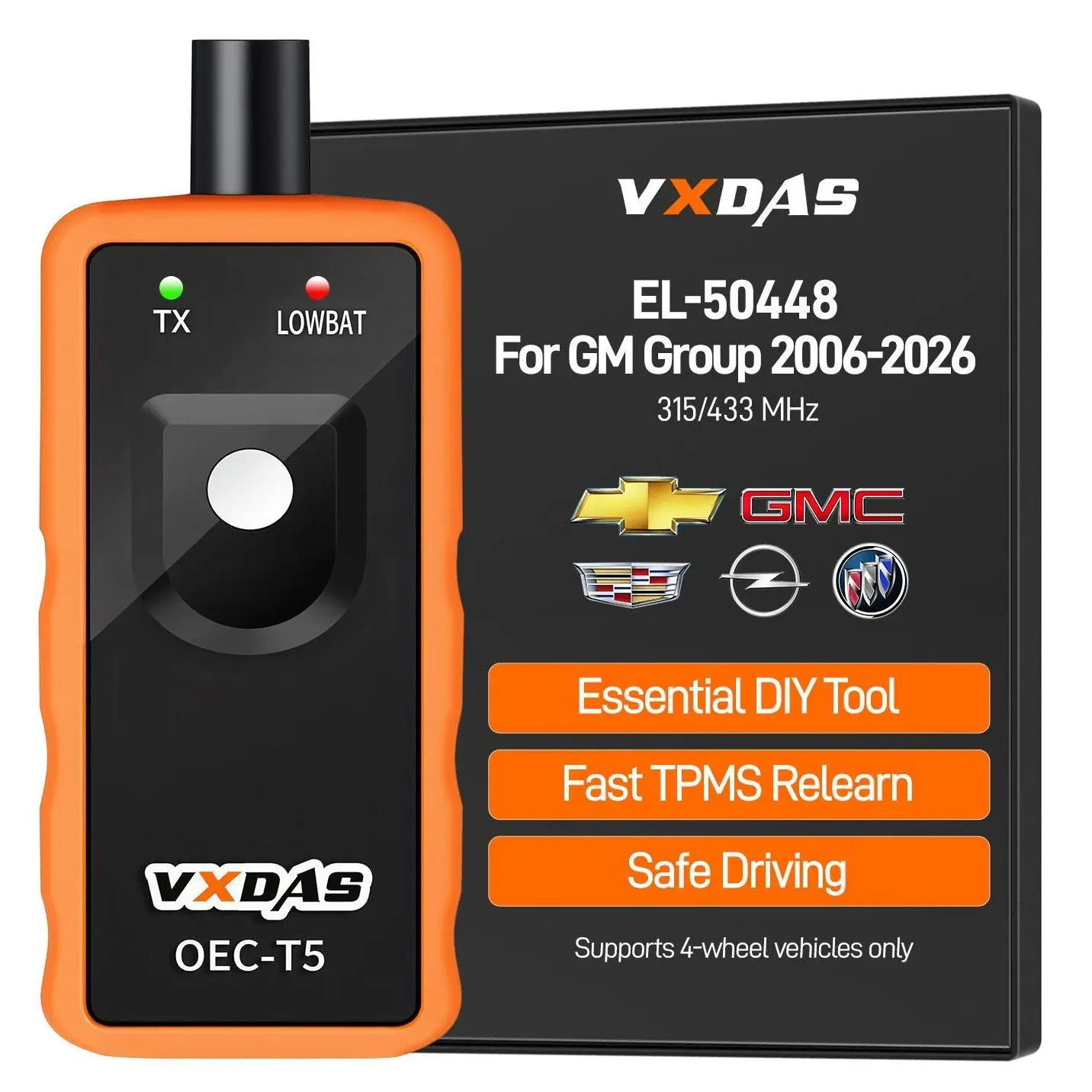 [GM Only] VXDAS EL-50448 TPMS Relearn Tool for Chevy, GMC, Buick & Cadillac 2006–2026, Tire Pressure Sensor Activation & Reset Tool