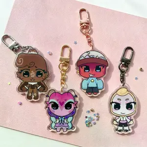 Dandys World Chibi Keychains - Cute Anime Character Key Charm - Kawaii Bag Accessory Colorful Keyring - Cute Characters, Kawaii Bag Charm for Keys, Backpack & Gifts, Collectible Fan Accessory, Aesthetic Game Merch!