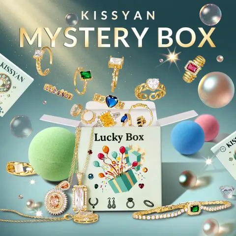 KissYan Women's Vintage-Luxe Jewelry Set Mystery Jar - Casual Surprise Gift for Adults with Possible Topaz, Aquamarine, Moonstone, Amethyst, Boxes, Pear, Fruit, Bath, Geometric (Oval, Triangle, Circle) & Bracelet Elements