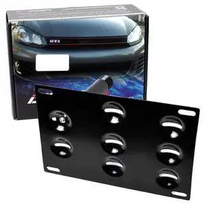 iJDMTOY No Drill Front Bumper Tow Hook License Plate Mounting Bracket Adapter Kit For Volkswagen MK5 MK6 Golf GTI EOS, For Audi TT etc